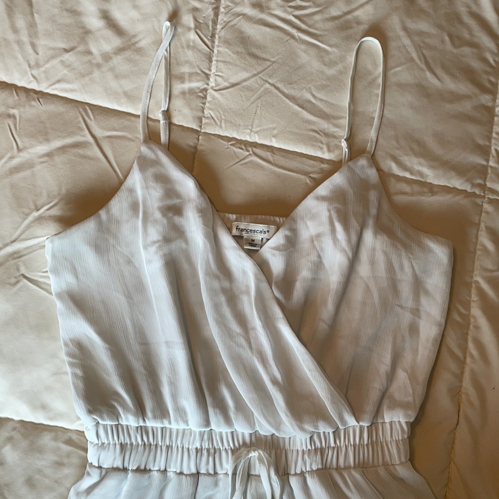Francescas Solid White Romper Size Medium - image 3